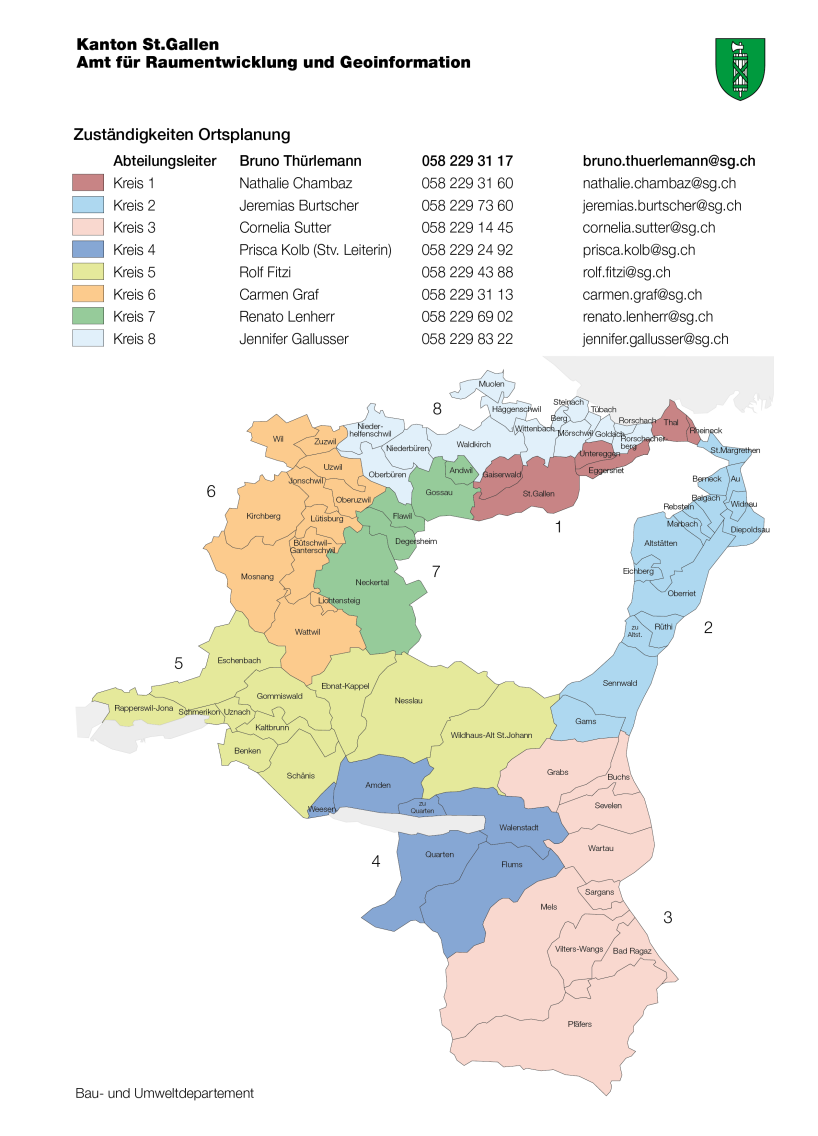 Gebietseinteilung Abteilung Ortsplanung