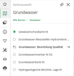 Kartenmenü Geoportal