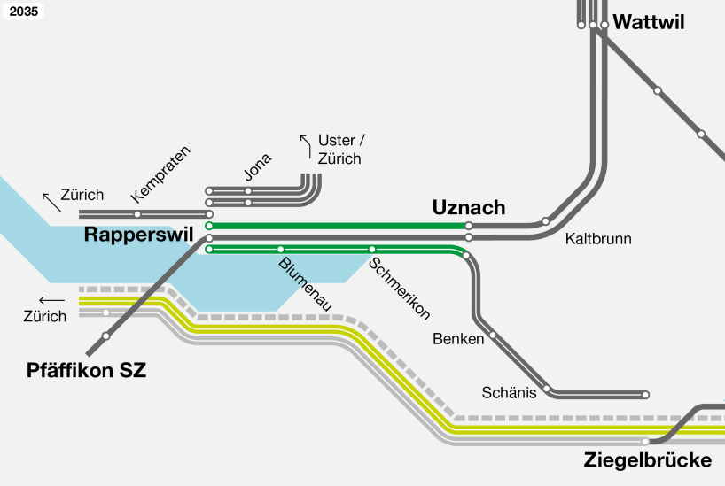 Netzgrafik Rapperswil–Uznach (–St.Gallen/Ziegelbrücke) 2035